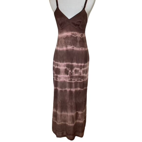 Vintage Brown and Pink Maxi Slip,  Size Medium - Picture 1 of 6